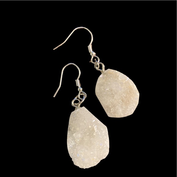 New Genuine Druzy Quartz Earrings - Picture 3 of 3